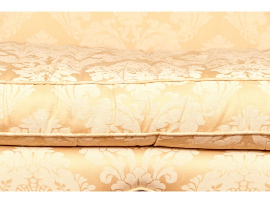 Antique George III Style Upholstered Camel Back Sofa