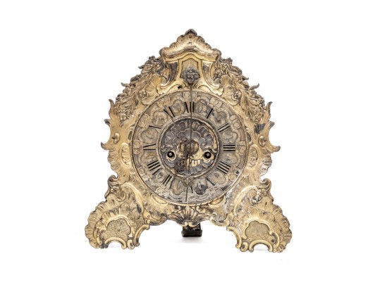 German Gilt Brass Rococco Style Mantle Clock, 19th Century