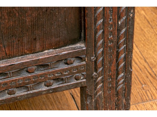 Antique British Carved Oak Coffer Chest, 18th Century