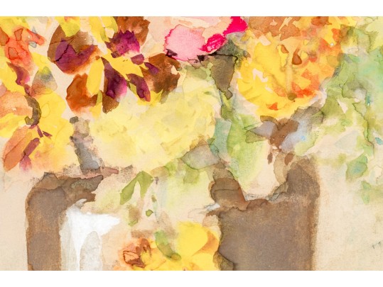 A.T. Gardin Watercolor On Paper, Still Life With Floral Bouquet