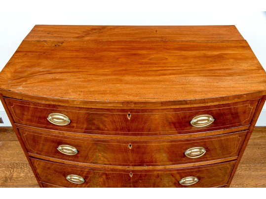 American Late Federal Mahogany Bow Front Chest Of Drawers, Ca. 1810-1830