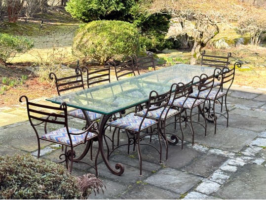 Antique Iron And Glass Outdoor Dining Set