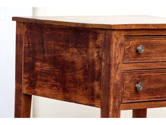 Federal Style Mahogany Inlaid Two Drawer Work Table