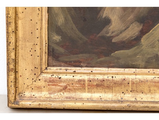 Antique Oil On Panel, Portrait Of A Man Smoking A Pipe In The Dutch Style