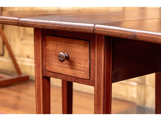 Antique Satinwood Inlaid Mahogany Gateleg Table, Ca. 1900-20