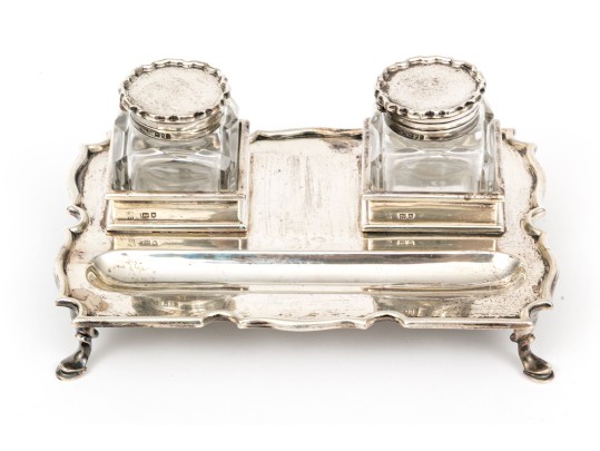 Charles Stuart Harris Sterling Silver Ink Standish, London Ca. 1897