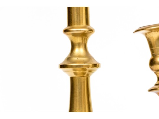 Group Of Six Antique Brass Candlesticks