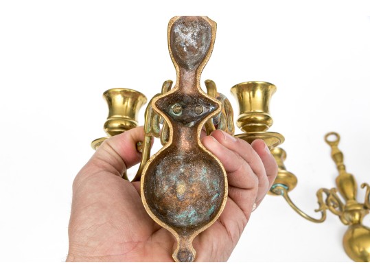 18th And 19th C. Brass Twin Light Sconces