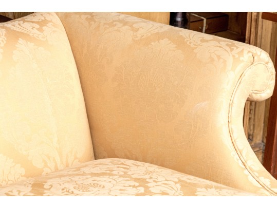 Antique George III Style Upholstered Camel Back Sofa