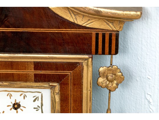 Gorgeous American Federal Looking Glass With Eglomise Panel, Ca. 1800-1820