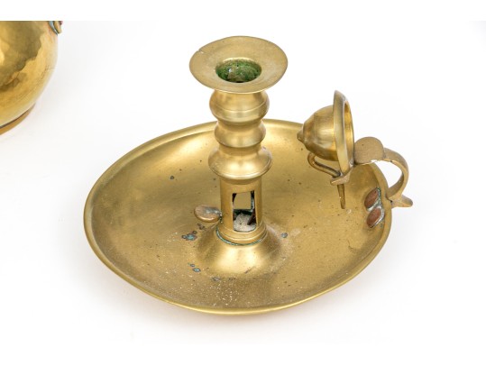 Collection Of Seven Brass Serving Wares