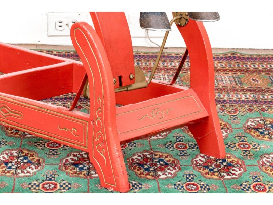 Antique American Wood Children's Hobby Horse On Stand