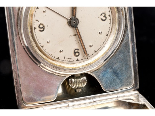 Vintage J.E. Caldwell Sterling Silver Travel Clock 