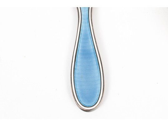 Tiffany & Co Four Piece Guilloche Enameled Sterling Silver Vanity Set