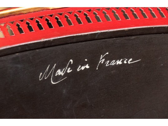 Vintage Hand Painted French Chinoiserie Tole Tray Top Table