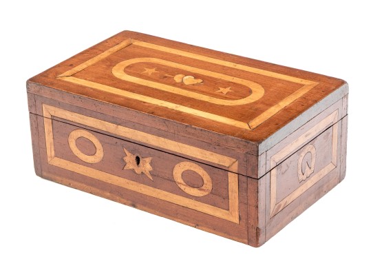 Pennsylvania Dutch Inlaid Cherry Sewing Box, 1st Half 19th Century