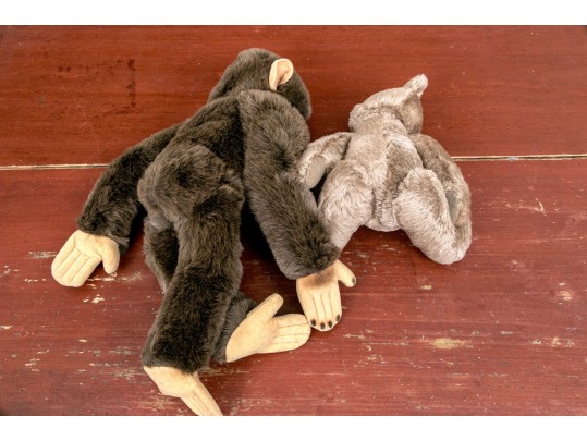 Two Vintage Stieff Stuffed Animals, Including A Chimpanzee And Teddy Bear