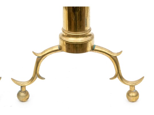 Pair Of American Federal Brass Double Lemon Form Andirons, Ca. 1790-1810