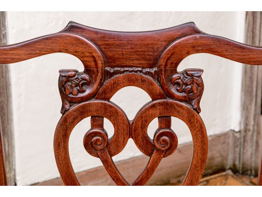 Antique Chippendale Style Mahogany Carved Side Chair, Late Victorian
