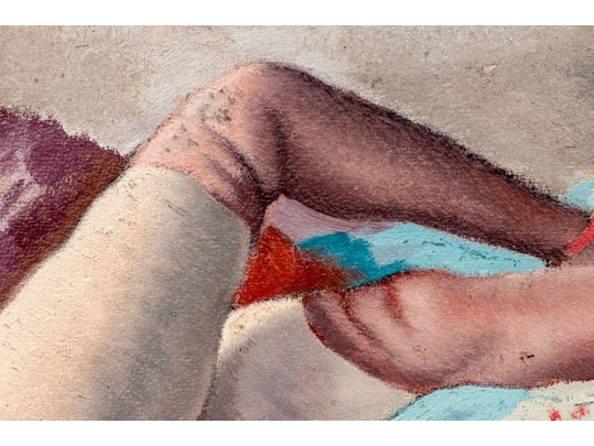 Emil Ganso (German-American, 1895-1941) Oil On Board, Reclining Female Nude