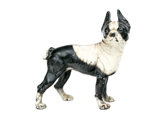 Antique Cast Iron Hand-painted Boston Terrier Doorstop