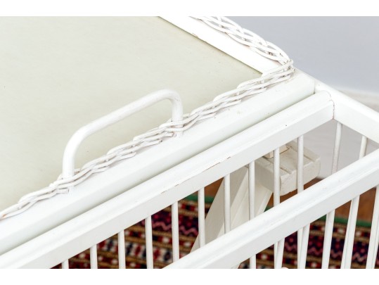 Vintage Painted Luggage Rack And Folding Tray Top Table