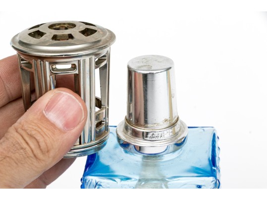 Two Lampe Berger Glass Oil Lamps With Bayard Stentor Repetition Clock