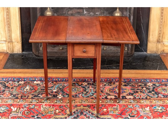 Antique Satinwood Inlaid Mahogany Gateleg Table, Ca. 1900-20
