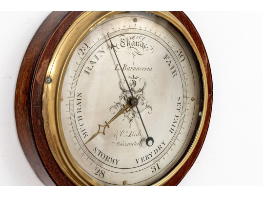 19th Century Mahogany Wheel Barometer By L. Barnasconi Of Bath