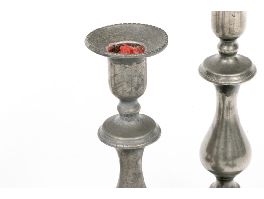 Collection Of Nine Antique Brass And Pewter Candlesticks