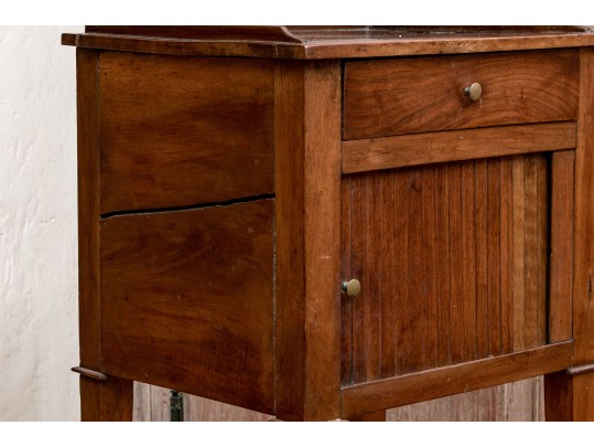 Continental Walnut Tambour Side Table, 19th Century