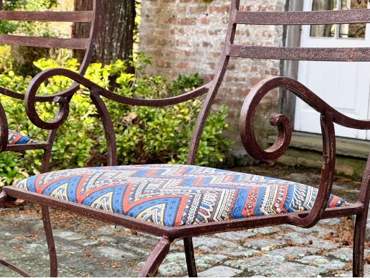 Antique Iron And Glass Outdoor Dining Set