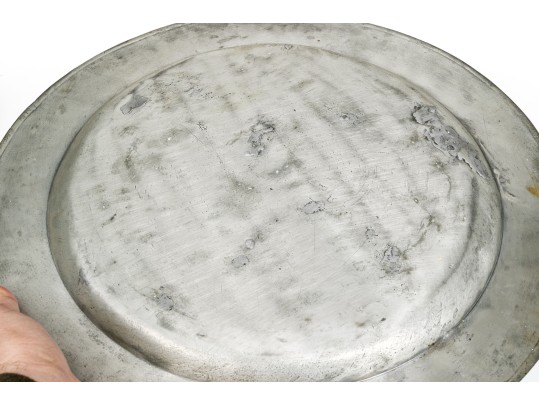 Five Antique Pewter Chargers