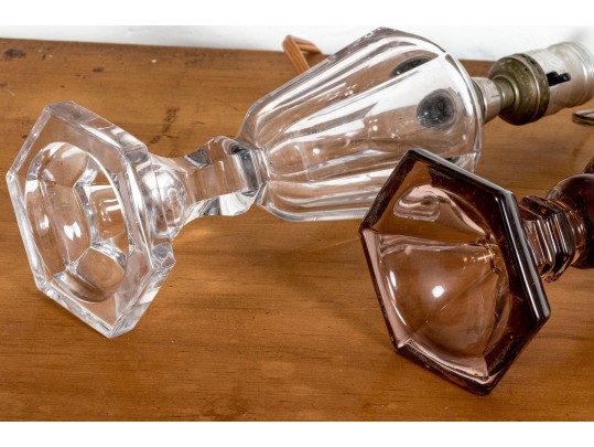 Collection Of Three Whale Oil Lamps Converted To Electrical