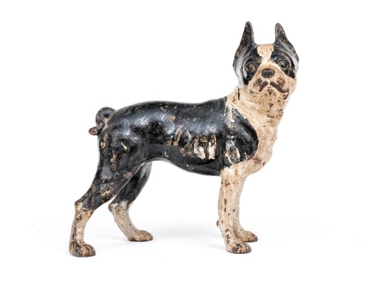Antique Cast Iron Hand-painted Boston Terrier Doorstop