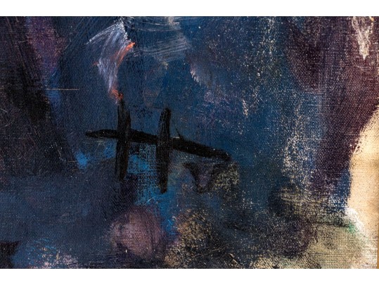 Impressionist Oil On Canvas, Portrait Of A Woman In Blue, Signed 