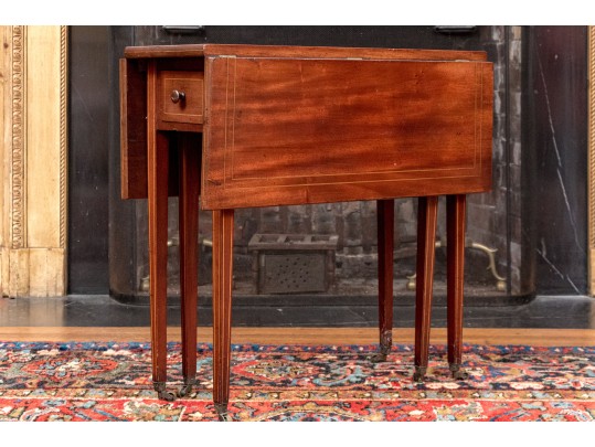 Antique Satinwood Inlaid Mahogany Gateleg Table, Ca. 1900-20