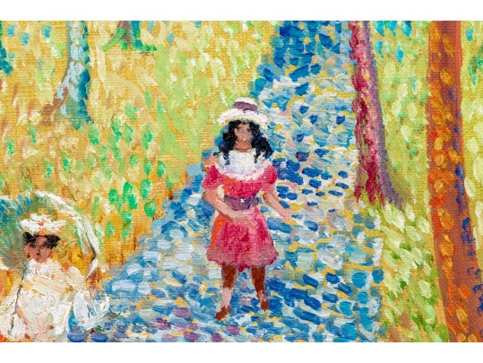 Lucien Neuquelman (French, 1908-1988) Oil On Canvas, Pointillist Landscape