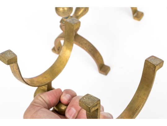 Pair Of Antique Brass Firedogs, Ca. 1850-70