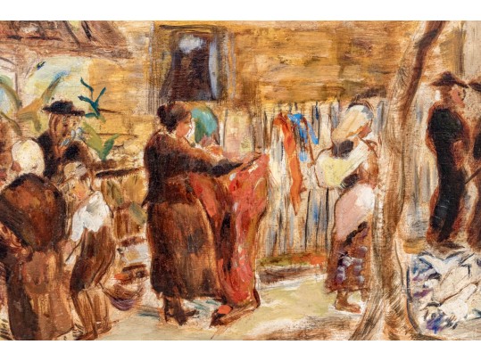 Theresa Bernstein (Polish-American, 1890-2002) Oil On Board, Rural Market With Figures