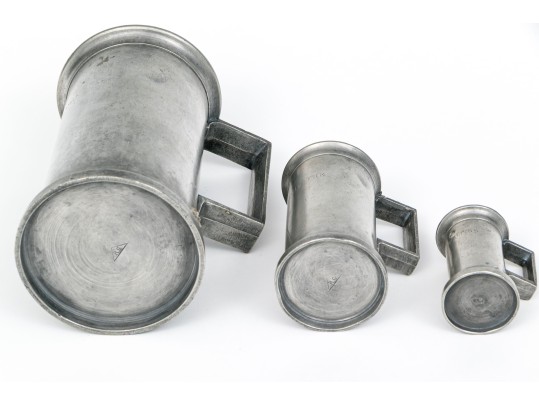 Three Pewter Measuring Tankards