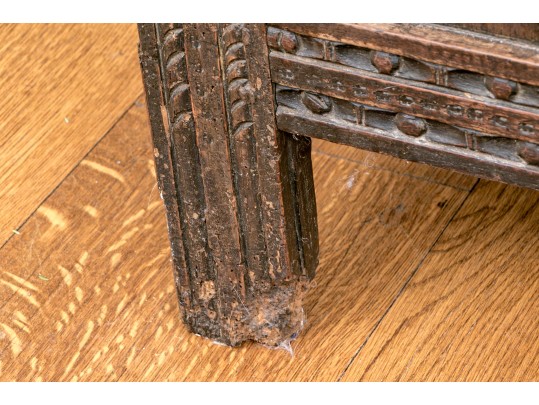 Antique British Carved Oak Coffer Chest, 18th Century