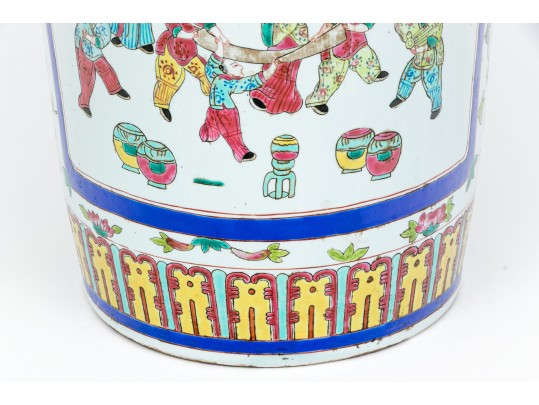 Chinese Famille Rose Porcelain Twin Handled Vase, 20th C.