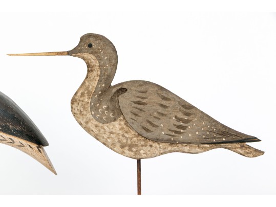 Two Carved And Hand-painted And Carved Shore Birds