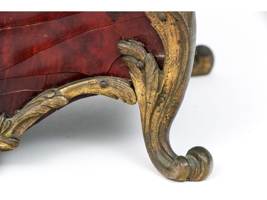 Rococo Style Gilt Bronze Mounted Tortoise Veneered Mantel Clock