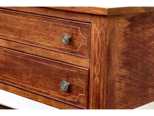 Federal Style Mahogany Inlaid Two Drawer Work Table