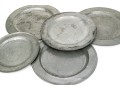 Five Antique Pewter Chargers