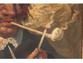 Antique Oil On Panel, Portrait Of A Man Smoking A Pipe In The Dutch Style