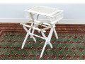 Vintage Painted Luggage Rack And Folding Tray Top Table