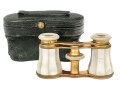 French LeMaire Mother Of Pearl And Brass Opera Glasses, With Leather Case